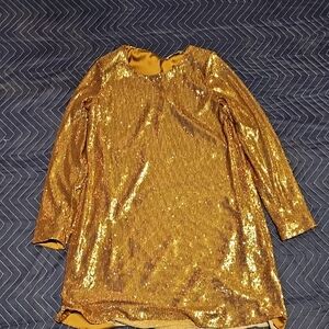 Gold Sequin Long Sleeve Top